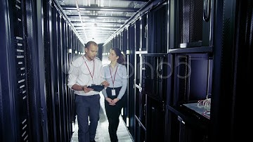 Team Of It Engineers Working In A Data Centre. Stock Footage
