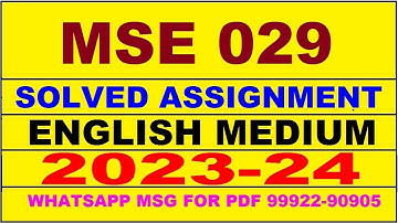 mse 029 solved assignment 2023-24 | mse 29 solved assignment in english 2024 | mse 29 2024