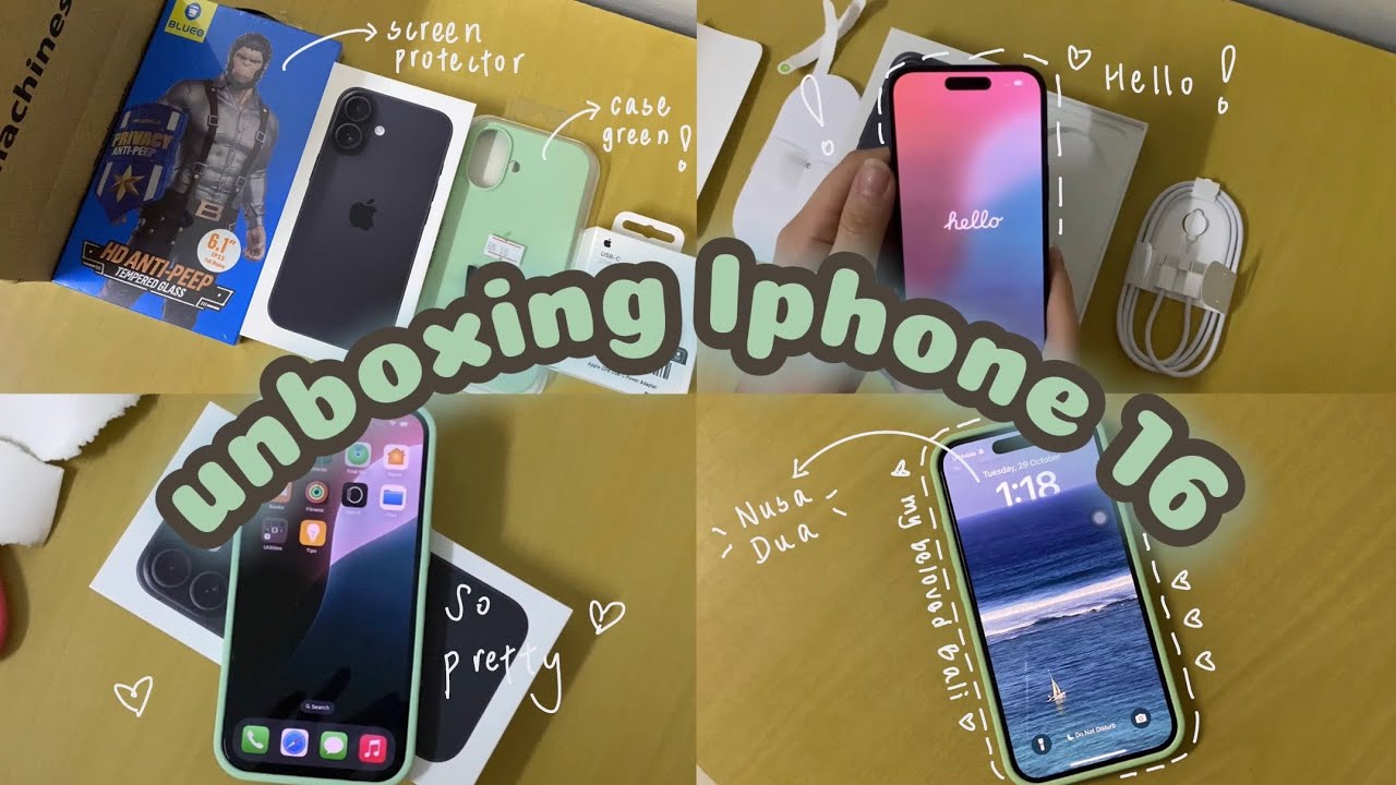 Unboxing IPhone 16 with me 🌷☁️✨  unboxing vlog 📦 🤍