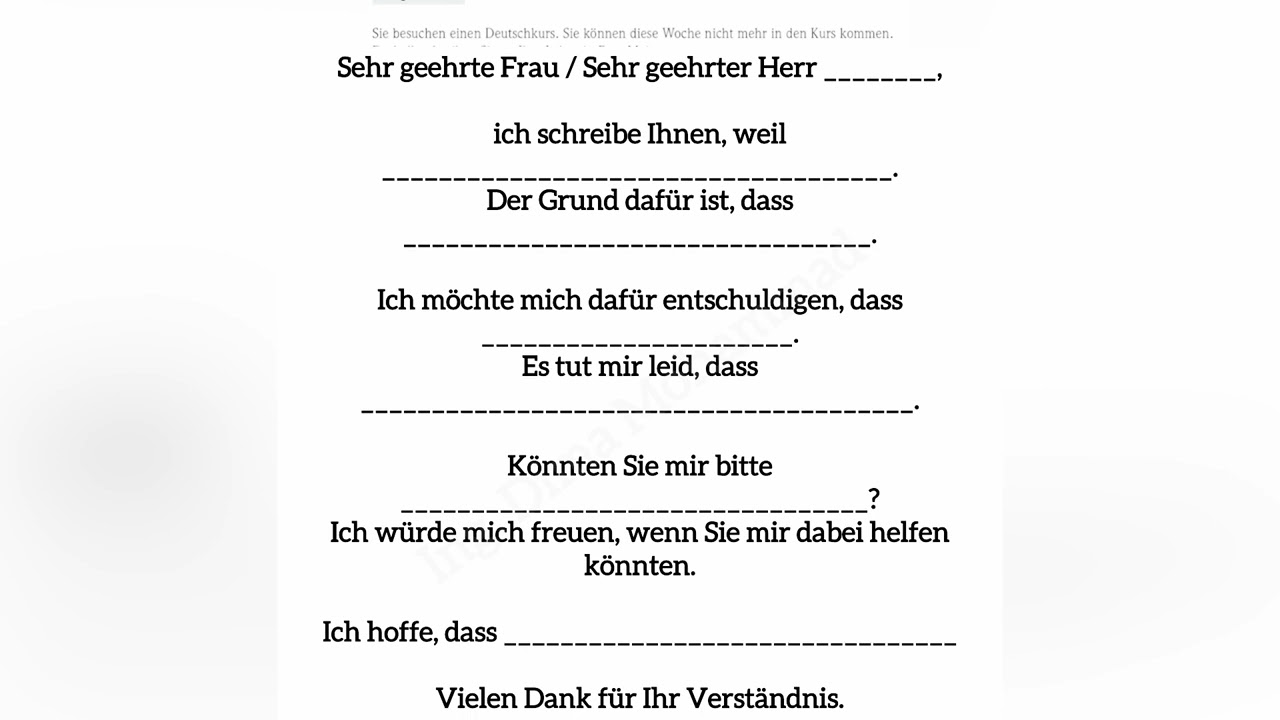 كتابة الرسالة بشكل احترافي في الامتحان b1 dtz 👌بالاعتماد على جمل  جاهزة 