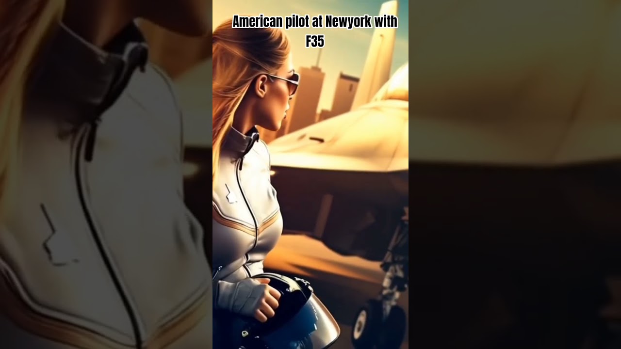 American lady pilot with F35 at New York. 