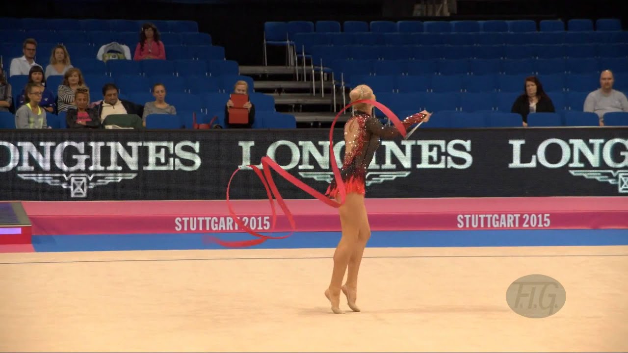 Kseniya MOUSTAFAEVA (FRA) 2015 Rhythmic Worlds Stuttgart - Qualifications Ribbon