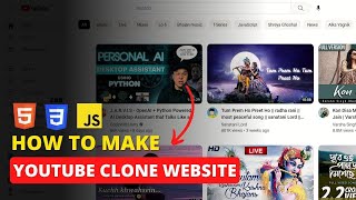 How To Make a YouTube Clone Using HTML CSS And Javascript lYouTube Clone Website Design Step By Step