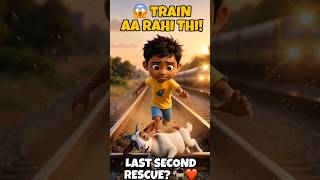 Train Aa Rahi Thi 😱 Aarav Ne Baby Goat Ko Last Second Bachaya! 🐐 #emotional #cartoon #anime #viral