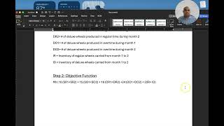 Linear Programming- Production scheduling