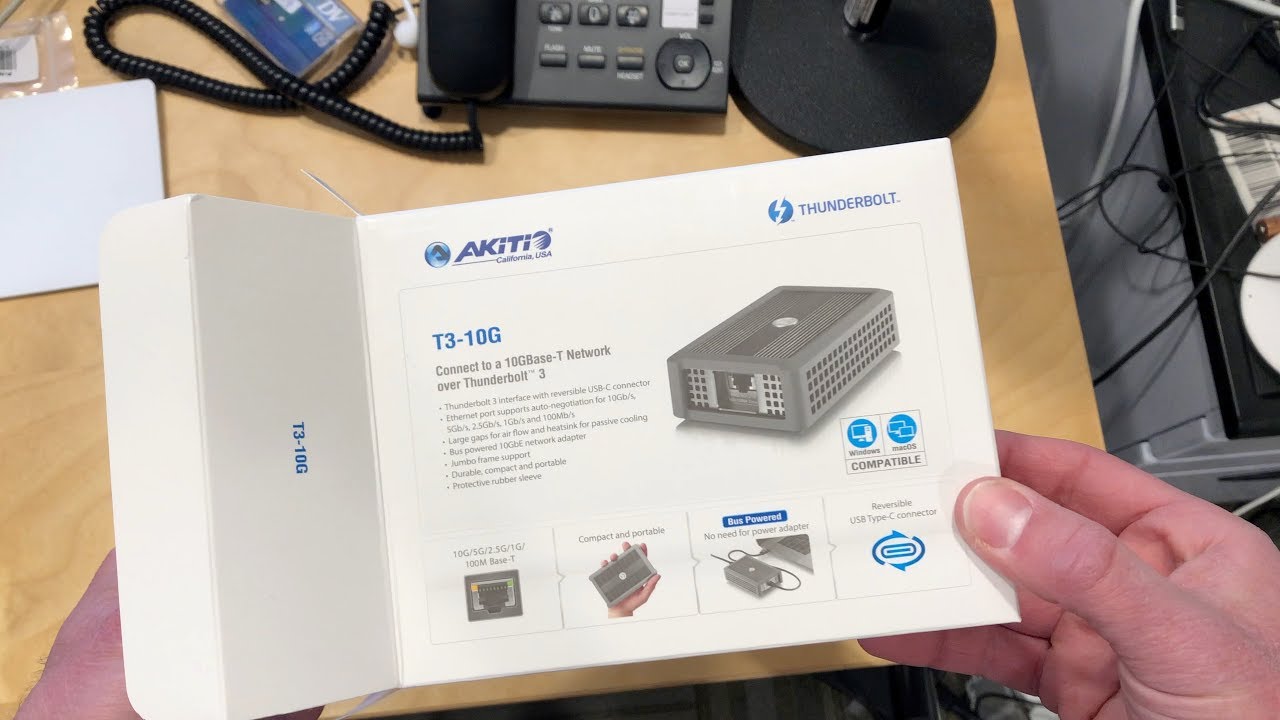 Akitio T3-10G Thunderbolt 3 10GBase-T ethernet adapter unboxing