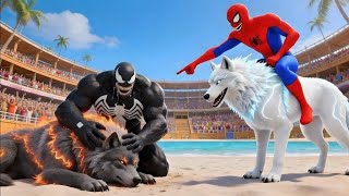 Spider-Man vs Venom 🐺⚡ Epic Wolf Race – You Won’t Believe the Ending!