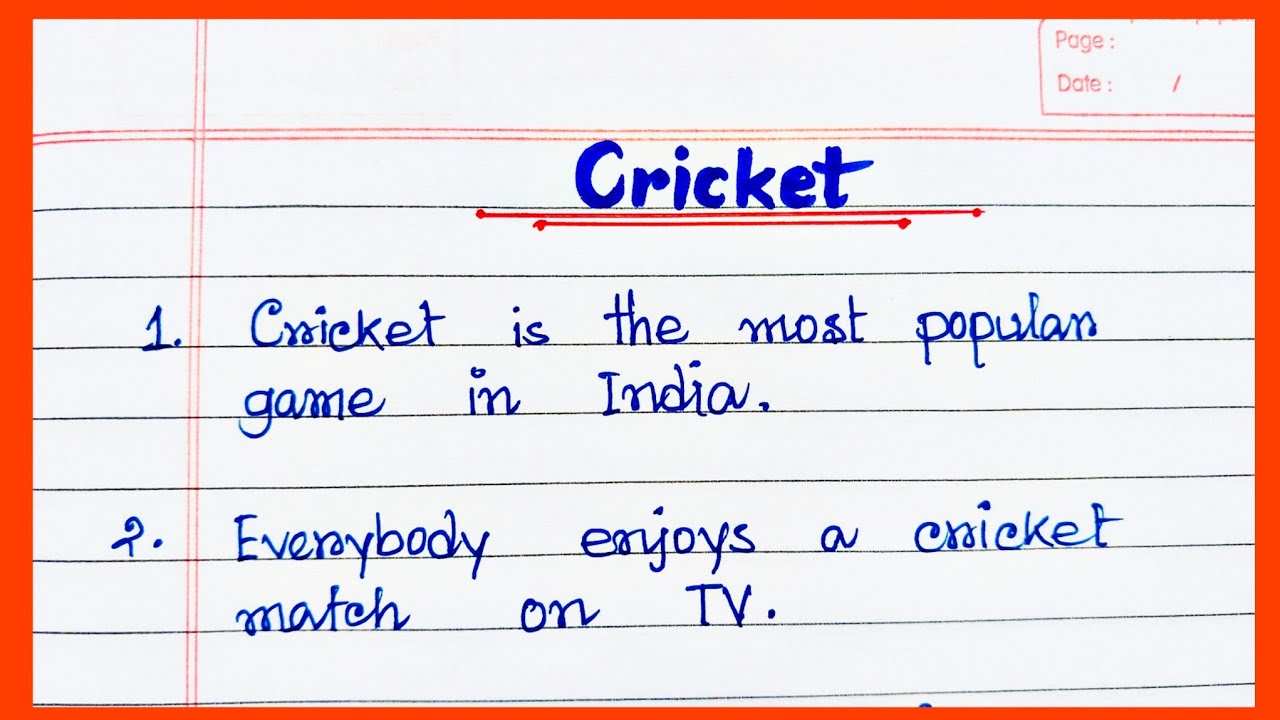 How to write a short essay on Cricket 🏏 in English | Paragraph Writing ...