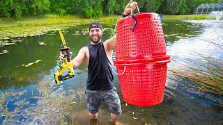 Building Homemade Bait Corral for My Backyard POND!! (safe fish zone)