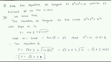 find the equation of tangent to x^2+y^2=16 which is inclined 60° to the X-axis.