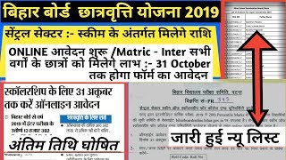 बिहार बोर्ड मैट्रिक इंटर छात्रवृति 2019 ,Bihar Board Matric Inter Scholarship 2019