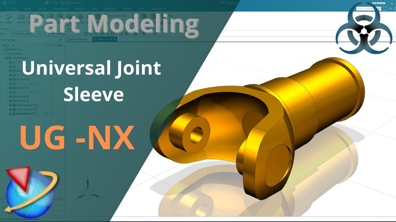 Siemens Unigraphics NX-Basic Part modeling || Universal Joint Sleeve ...