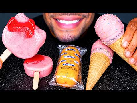 ASMR HELLO KITTY POPSICLE BIRTHDAY TWINKIES CAKE POP CONE EATING SOUNDS NO TALKING