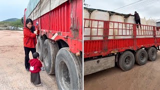 Di Sun Female Truck Driver Long-Haul Family Journey Securing Cargo, Road Life & Baby Onboard