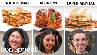 3 Chefs Make Lasagna 3 Ways: Traditional, Modern, \& Experimental | Bon Appétit