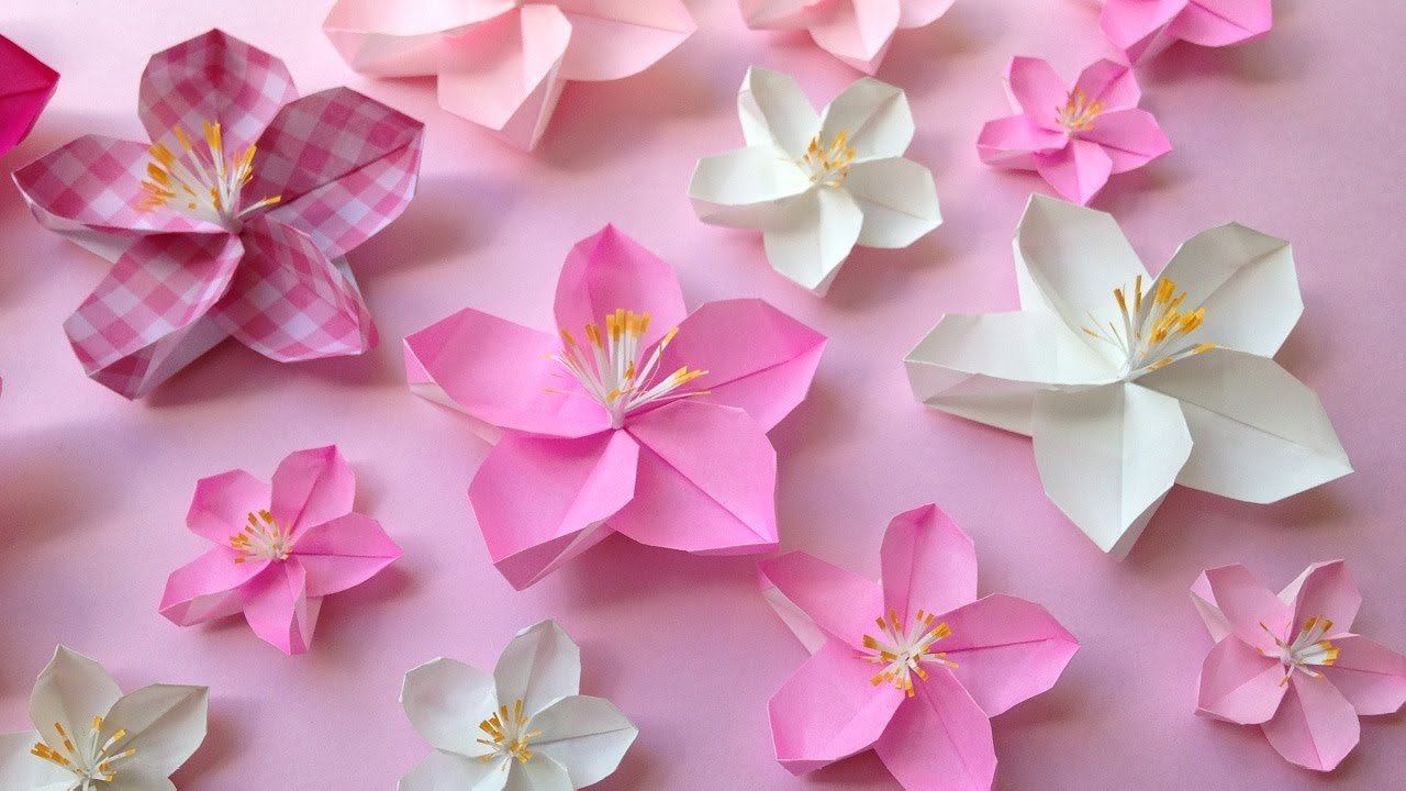 折り紙 桃の花 立体 折り方 Origami Peach Flower Tutorial Niceno1 Youtube