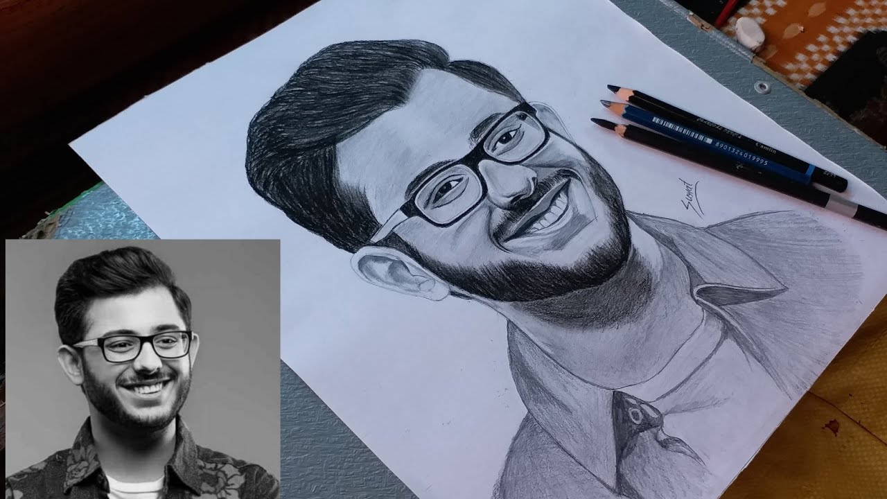 Yalgaar Carryminati Drawing | tiktok vs youbtube | carryminati pencil sketch | Surat mehar arts