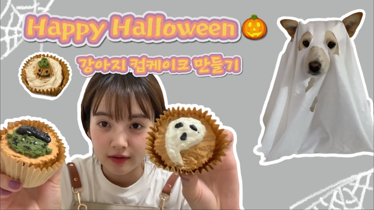 Happy Halloween🎃ㅣ강아지 컵케이크 만들기ㅣ강아지랑 소소하게 홈파티ㅣ홈베이킹 vlogㅣ할로윈데이ㅣ똥손의 도전