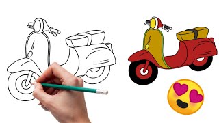 تعلم كيفية رسم دراجة نارية وطريقة تلوينها للمبتدئين drawing