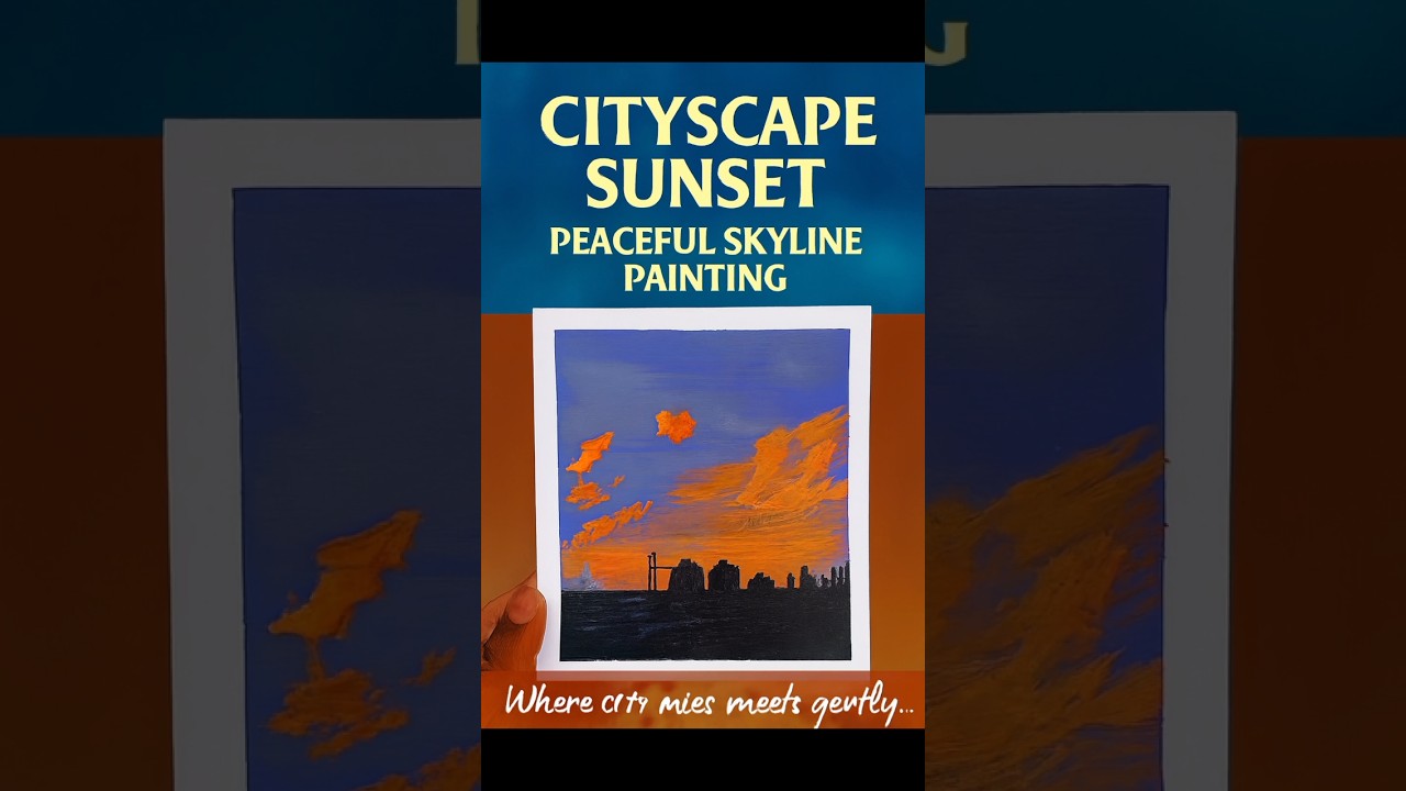 🌆🌇“Cityscape Sunset | Peaceful Skyline Painting| Urban Silhouette Art for Beginners"