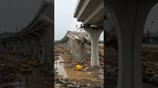 Massive Bridge Collapse During Construction! 😱 | Workers Run for Their Lives