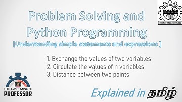Swap two variables, Circulate n variables, Distance between two points - Python (Tamil)