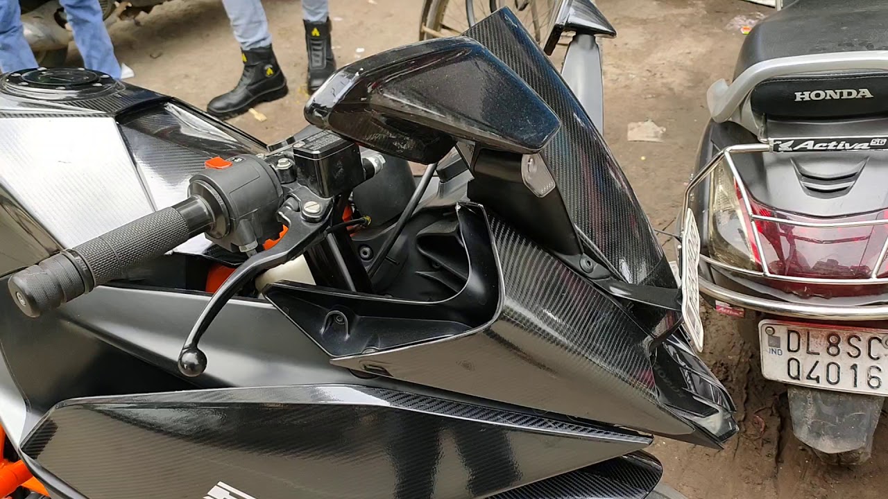 KTM RC 390 Full Wrap Black Carbon fibre Glossy 5D Pal White Graphics