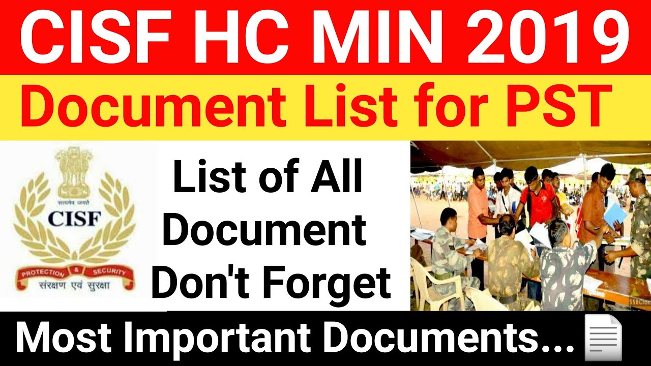 CISF HC MIN Document Verification 📄 & PST 🏃‍♂️|| CISF HEAD CONSTABLE DV || Cisf hc Admit Card 2019