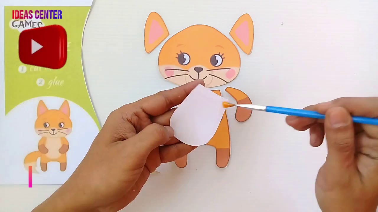  Cut and Glue Craft Paper Kucing Orange Kerajinan  