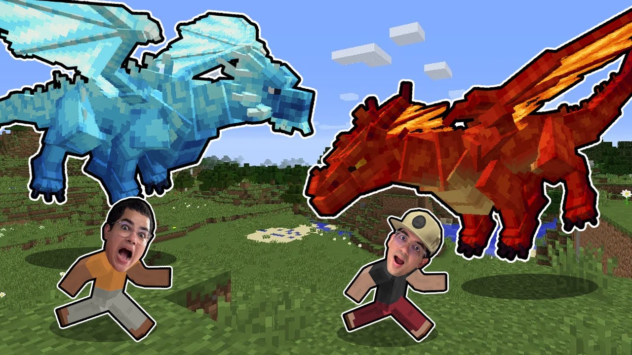 BATALHAMOS COM DRAGÕES DE FOGO E GELO NO MINECRAFT! (perdemos?)