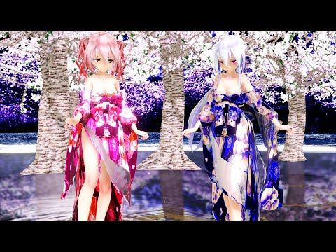 MMD【撫子色ハート】Tda式 重音テト弱音ハク  kimono style【210615】【ray】【sdPBR】【WQHD】