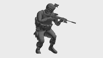 Game Animation - Locomotion Rifle Crouch Strafe Right Loop (3ds Max and Maya)