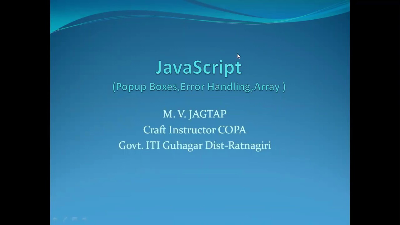 JavaScript Popup Box,Error Handling,Array -Part 5