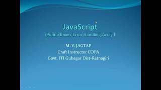 JavaScript Popup Box,Error Handling,Array -Part 5