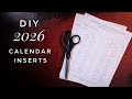 DIY 2026 Calendar Inserts For Traveler S Notebooks Planners And Bullet Journals