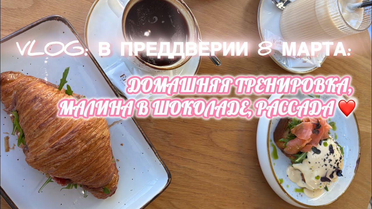 Vlog: в преддверии 8 марта: домашняя тренировка, малина в шоколаде, рассада ❤️