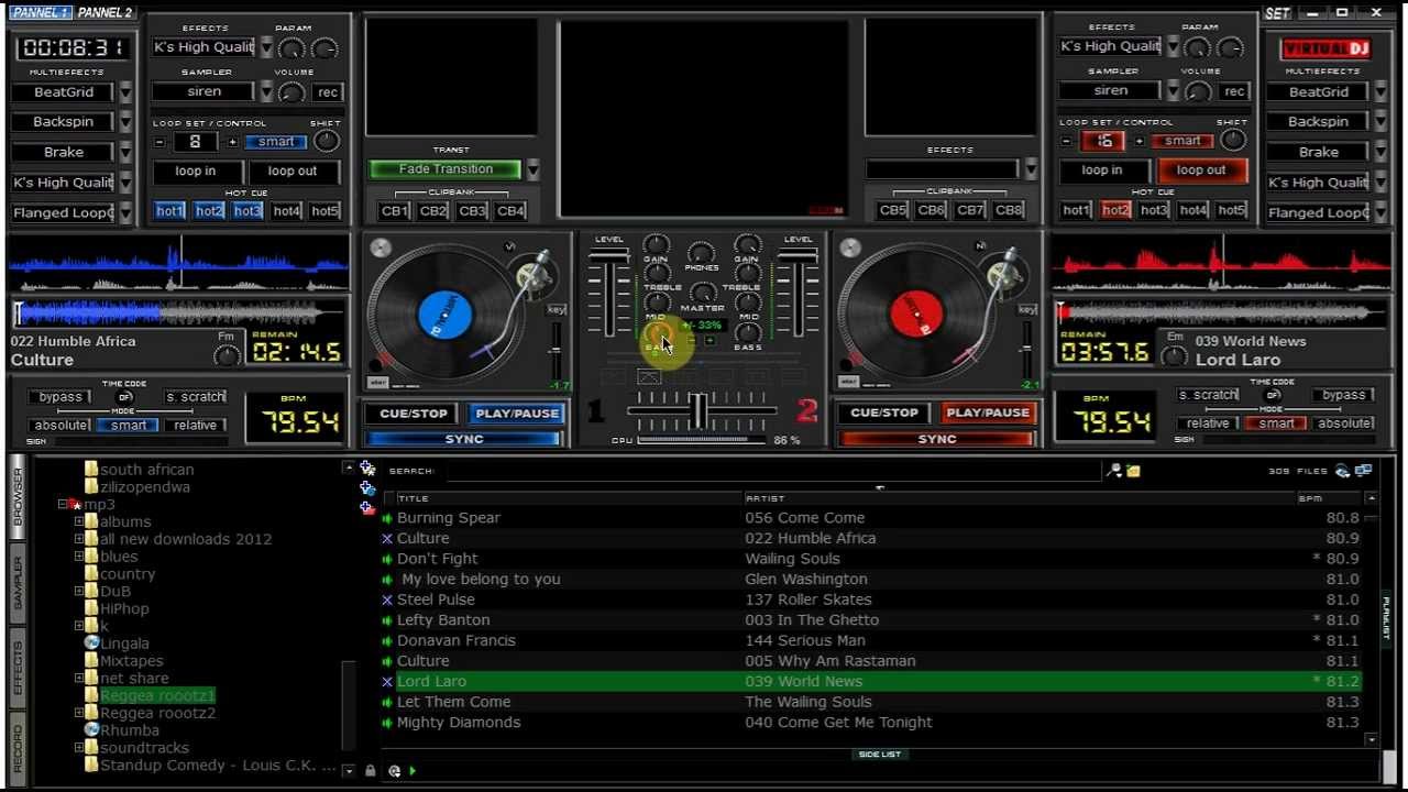 Virtual DJ mixing a short reggae mix 2 YouTube