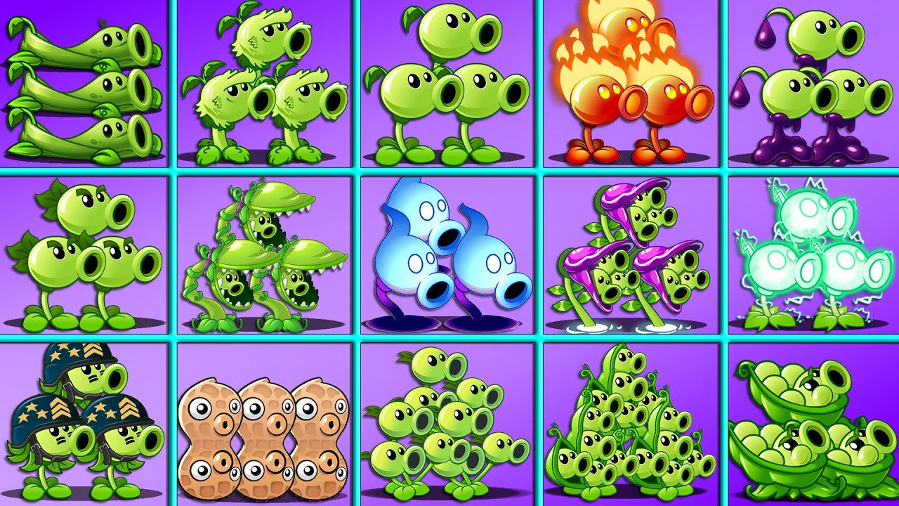 All PEA Plants vs All Zombies NOOB - PRO - HACKER - GOD version - PvZ 2 ...