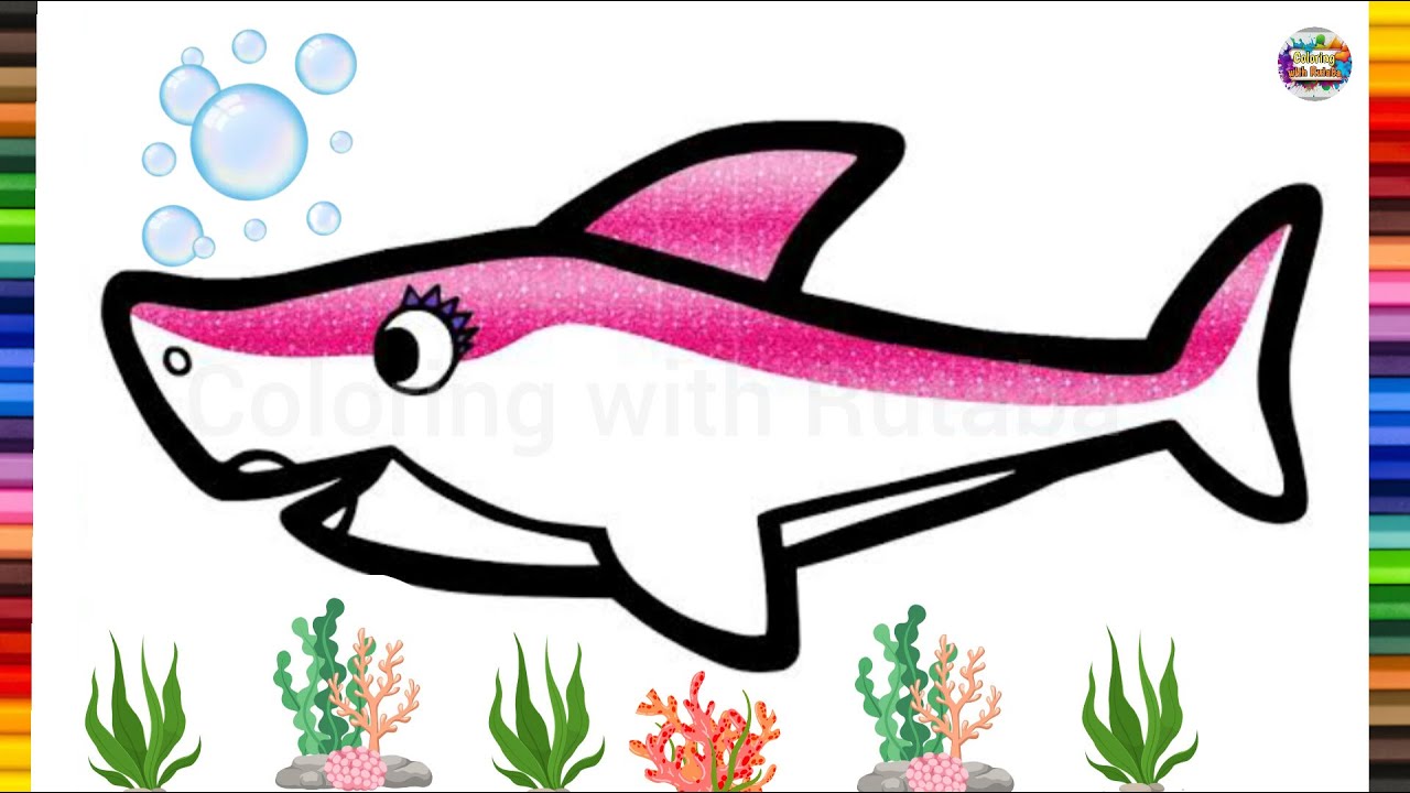 How to draw Mommy Shark step by step for kids Learn Mommy Shark Drawing Coloring for beginners ...