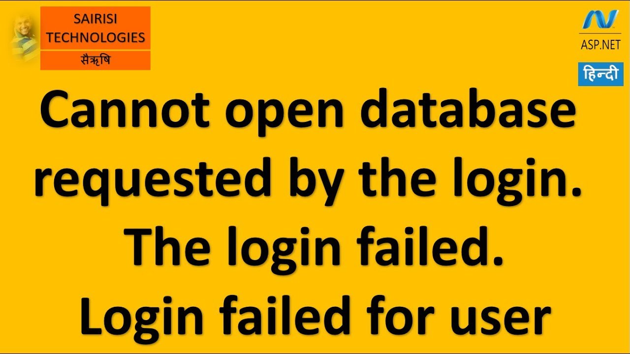 ⁣FIXED ERROR Cannot open database requested by the login The login failed