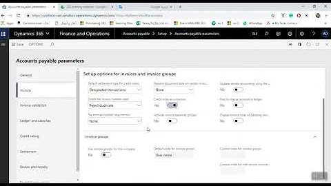 D365 Accounts Payable Paramaters