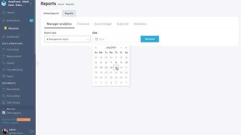 How to create quick reports in real time in HotelFriend System