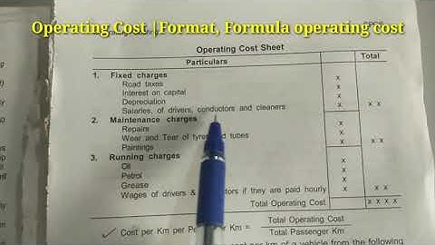 #RCU, KUD | Operating Costing | Format & Formula Prof. B. H. Ingale Class-2