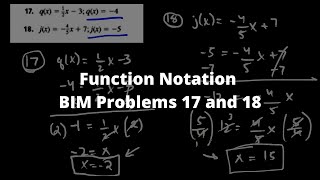 Function Notation - BIM Problems 17 and 18 - Algebra 1 - Chroniva