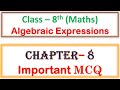 8th class Maths M C Q chapter 8, Algebraic Expressions