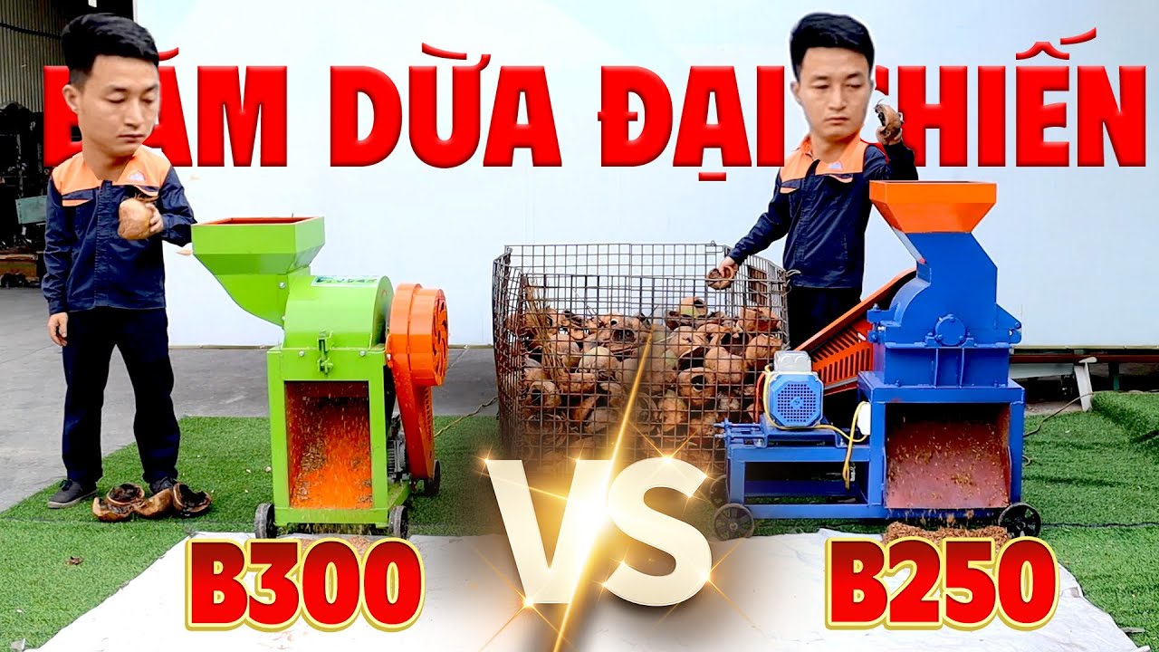 Bình Quân Group: So Sánh Máy Băm Xơ Dừa B250 Với B300