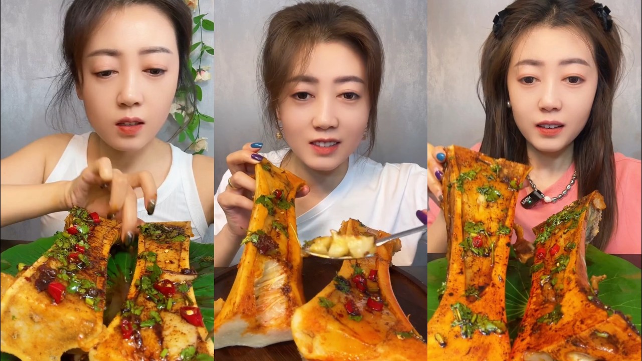 asmr mukbang spicy bone marrow - 牛骨髓 - 牛肉の骨髄 - 쇠고기 골수 - TỦY XƯƠNG BÒ - eatting show #784