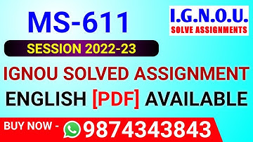 MS-611 Solved Assignment 2022-23 in English, MS 611 Solved Assignment 2023, MS 611 Assignment