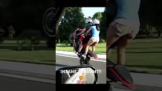 INSANE TANDEM WHEELIE!!🤯#sportbike #cbr #gsxr #motorcycle #stunt #automobile #honda #bike