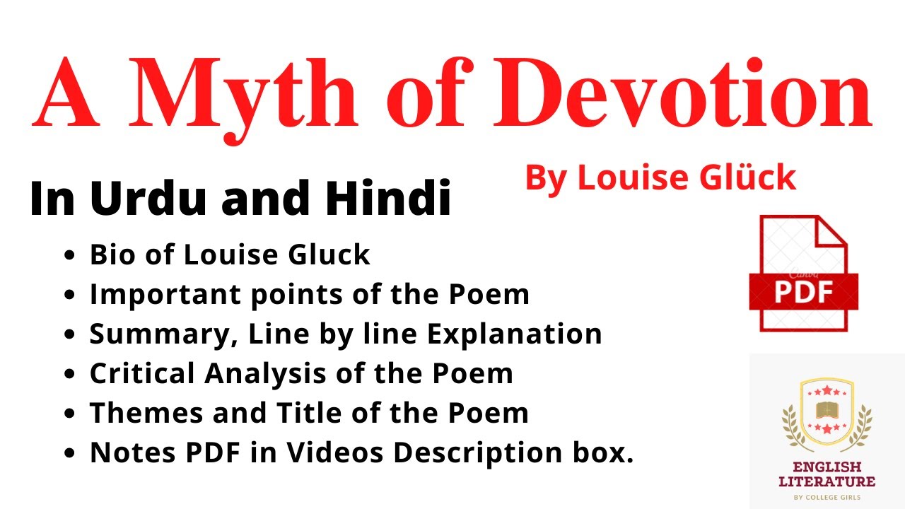 A Myth of Devotion Poem in Urdu, By Louise Glück. A Myth of Devotion Poem with Notes PDF. - YouTube